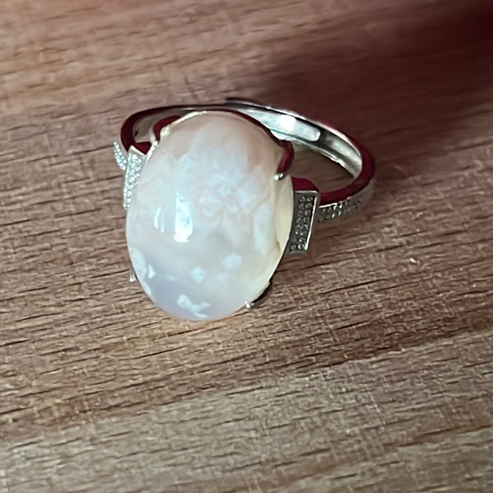 Silver .925 Flower Agate semi-precious Stone